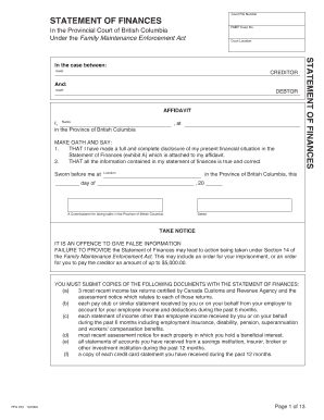 Statement of Finances (FMEA) .